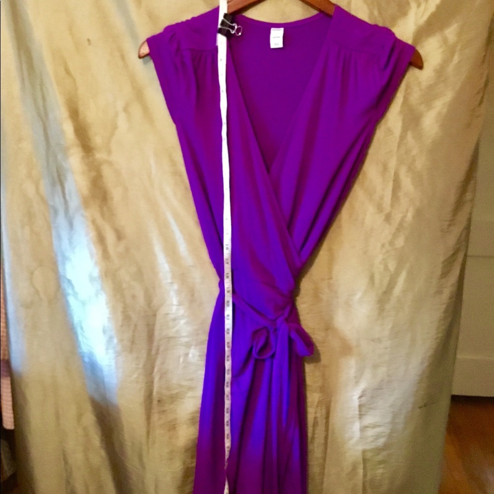 Purple sleeveless wrap dress